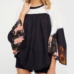 We The Free People Bohemian Black and White Women's Top